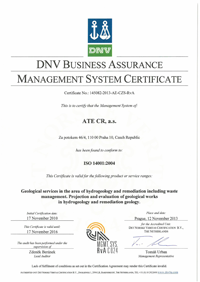 certificate according to ISO 14001