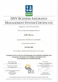 certificate according to ISO 9001