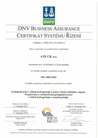 certificate according to ISO 14001