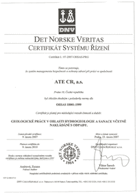 certificate according to ISO 18001
