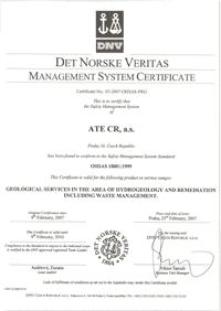 certificate according to ISO 18001