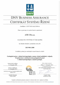 certificate according to ISO 9001